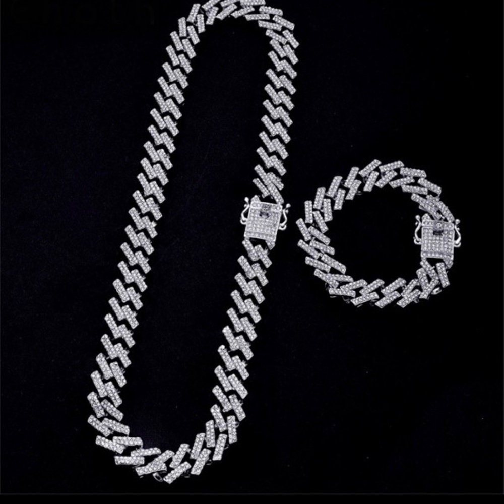 Cuban link bracelet set